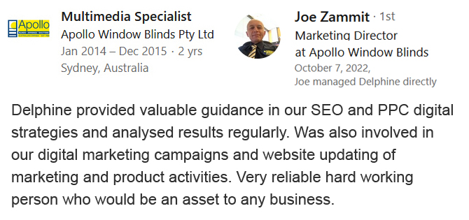 Apollo Blinds references